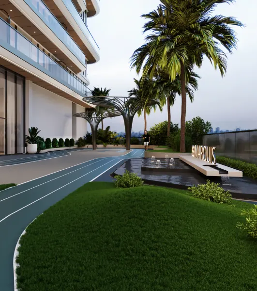 Running track on the podium, developer render